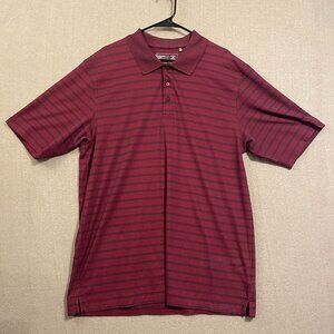 Cutter & Buck Polo Men's XXL Burgundy, Blue Striped